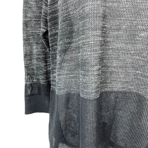 T by Talbots Womens White Black Loose Knit Long Sleeve Cotton Blend Sweater sz L - Picture 6 of 16